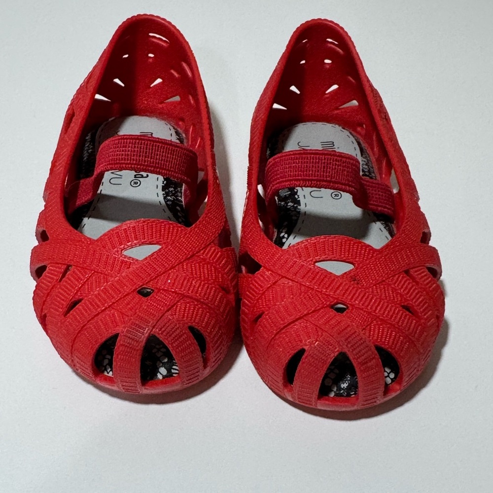 Mini Melissa Jason Wu Baby Shoes Red Jelly Flats Size 5 Toddler US - Picture 6 of 9